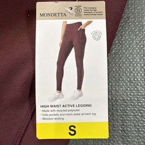Mondetta Women's High Waist Active Leggings Size Small Red Maroon NWT